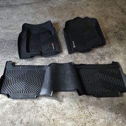 G-PLUS TPE Floor Mats Cargo Liners Compatible with Chevy Silverado/ Gmc Sierra  (Fits Extended Cab Trucks Only) 3PCS Black Floor Lin