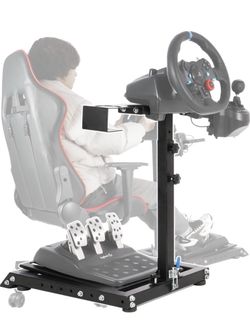 Minneer Racing Wheel Stand with V2 Support Game Support Stand Up Simulation Driving Bracket for Logitech G29, G27 and G25 Racing Simulator Steering Wh