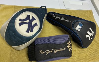 Lot of 3 New York Yankees Golf Club Head Cover Driver, Driver, Hybrid