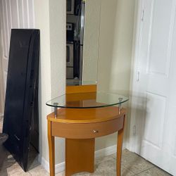 Wooden Vanity Table with Mirror Makeup Dressing Desk Solid Wood