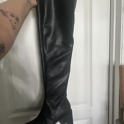 Over the knee faux leather boots