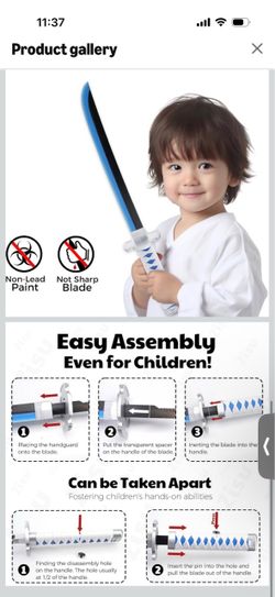 Zisu Demon Sword - 23.6" Short Cosplay Katana Replica for Kids - Complete with Belt, Stand, and True-to-Show Design - Anime Sword Ideal for Cosplay an