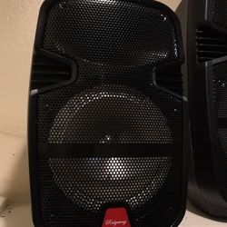 Rechargeable Music player - 8” Woofer  MICROPHONE & CHARGER INCLUDED ! Bluetooth - Fm Radio - Rechargeable  USB PORT - SD MEMORY SLOT - Portable  Comp