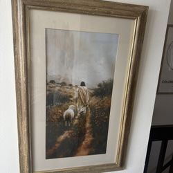 Large Framed Jesus Leaves The 99 Jesus And Lamb Print 