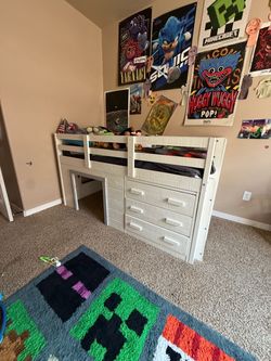 Bed with mattress