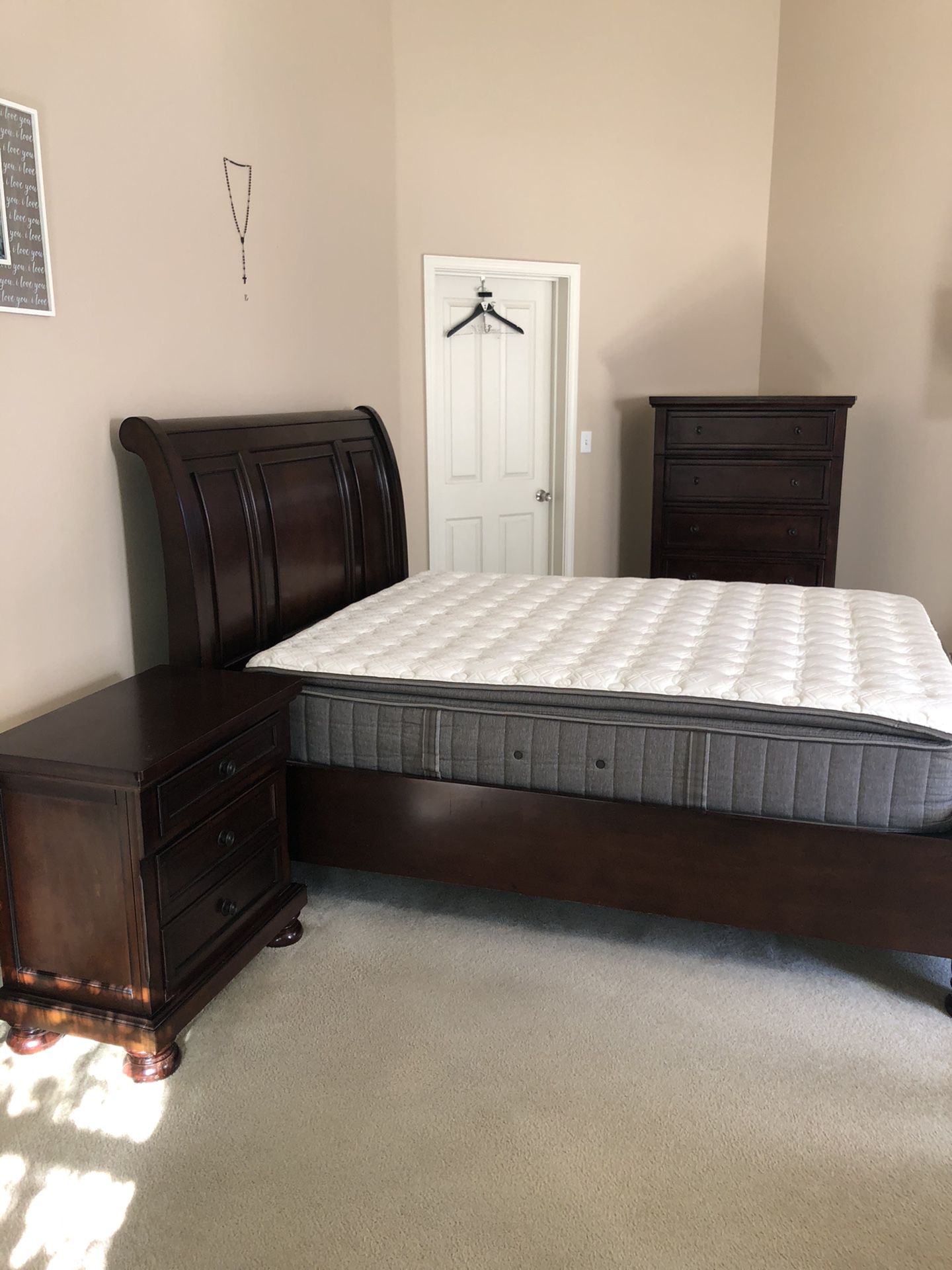 Bedroom Set- Queen Bed Frame-Chest-Night Stand (Mattress Not Included)