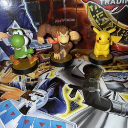Nintendo Amiibo Figures - Donkey Kong, Pikachu, and Yoshi