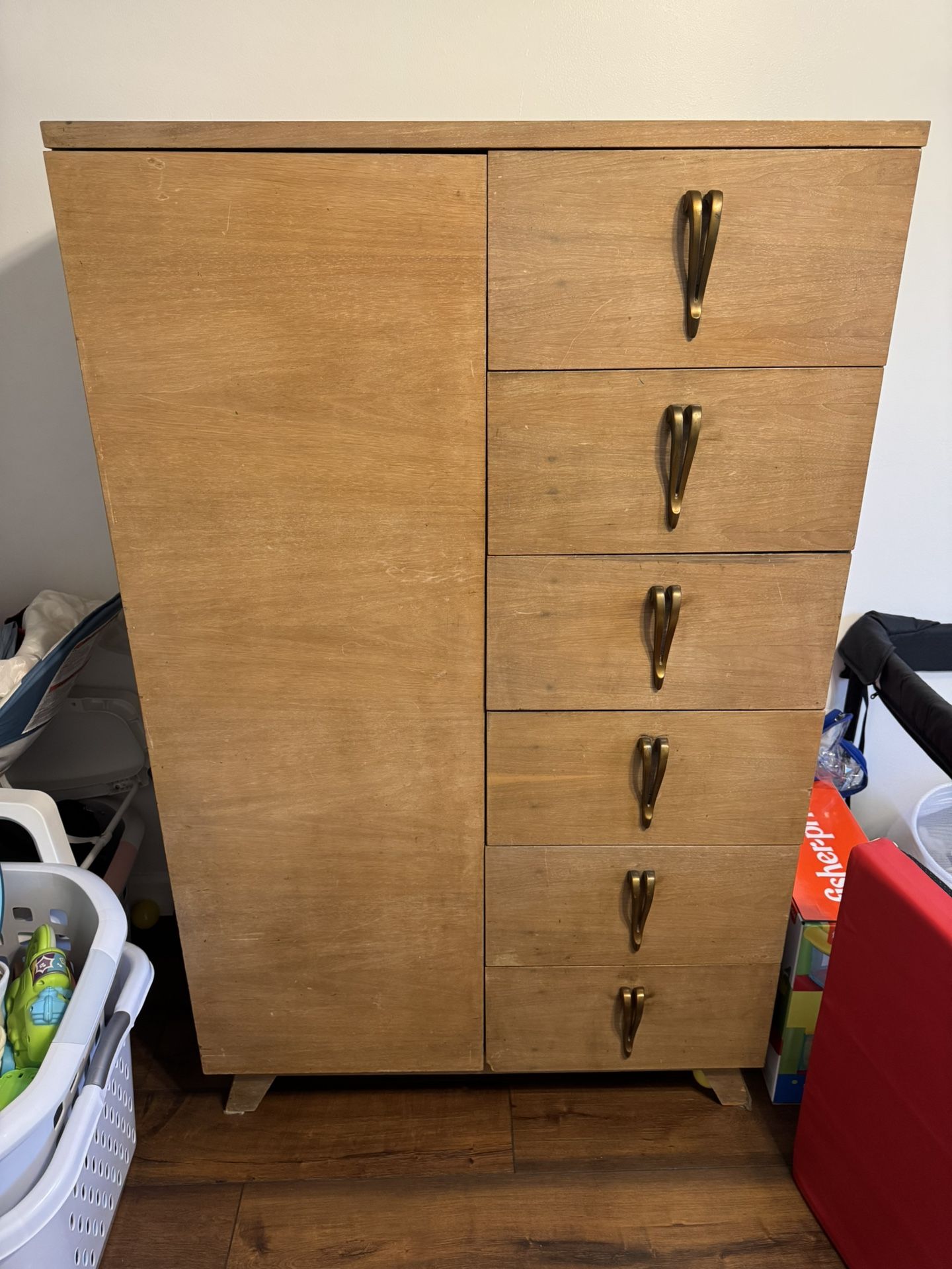 Vintage Mid Century Cedar Lined Armoire 59” tall 36” wide 20” deep