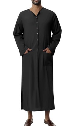 Big&Tall Long Sleeve Sleepwear Sleepshirt  Black 5XL