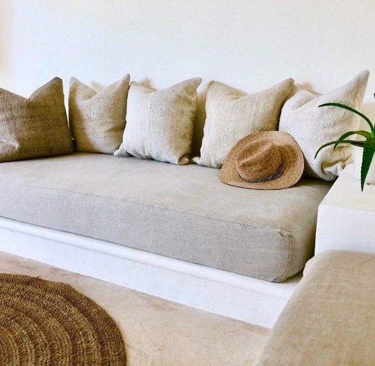 Linen Cotton Daybed Cover / Bench Seat Cover / Porch Swing Cover / Cushion Cover