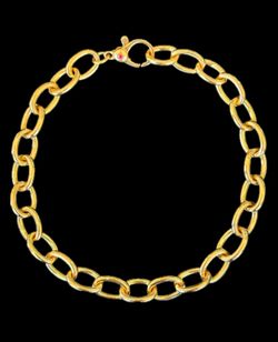 Roberto Coin 18K Yellow Gold Chain Oval Link Charm Bracelet 8” 7.5mm