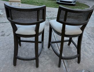 Modern Cane Back Counter Stools (Set of 2)