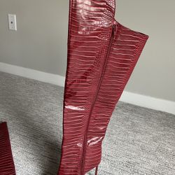 New Red Snake Skin Stiletto Heel Boots(Knee Length)