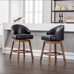 Counter Height Bar Stool - Black - Faux Leather
