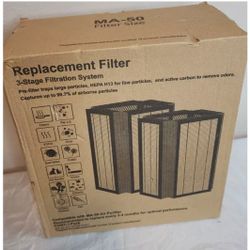 MA 50 2Pk Replacement Filter Compatible Air Purifier 3 in 1 H13 True HEPA MA-50