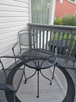 Black Metal Mesh Patio Table and Chairs Set