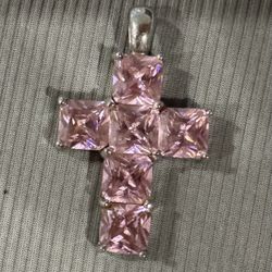 Pink Gemstone Cross Pendant
