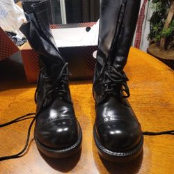 (Size 9) Black Leather Boots (brand: corcoran). Worn Twice