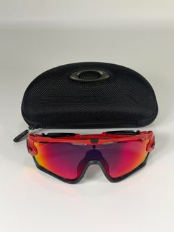 Oakley Jawbreaker oo9(contact info removed) Black & Red Shield Sport Sunglasses w/ Prizm Ruby