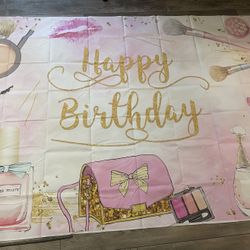 Makeup Birthday Backdrop
