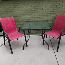 Outdoor Table with 2 Patio Chairs 