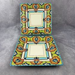 Tabletops ESPANA Bocca 10.75” Square Dinner Plates Set of 2 Discontinued READ