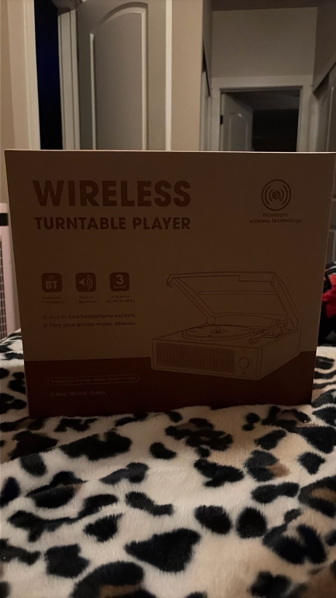 Wireless Turntable Player Color : Wood grain