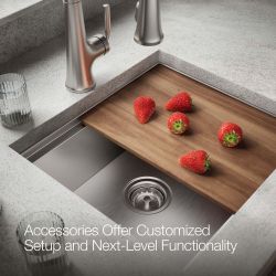 KOHLER Lyric Drop-In Workstation Stainless Steel 22 in 1-Hole Single Bowl Kitchen Sink with Integrated Ledge and Accessories  bramd new in sealed box