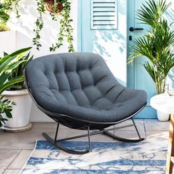 Tufted Rocking Lounge Chair with Metal Frame