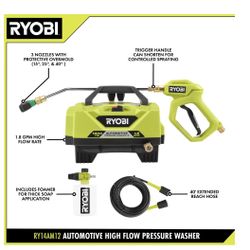 RYOBI (AUTO DETAILING) HIGH FLOW AUTOMOTIVE PRESSURE WASHER $250each “ONLY 1 LEFT”