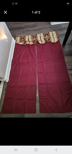 Burgundy Curtain Panels with Valance