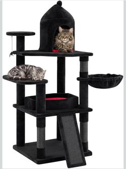 Large Black Cat Tree with Condo and Hammock