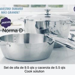 Set de Olla de 9.5 qts y cacerola de 5.5 qts cook solution nuevas en sus cajas 🌺 princess house 🌺