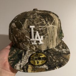 New Era 59Fifty Fitted Hat Real Tree Camo Los Angeles Dodgers Size 8