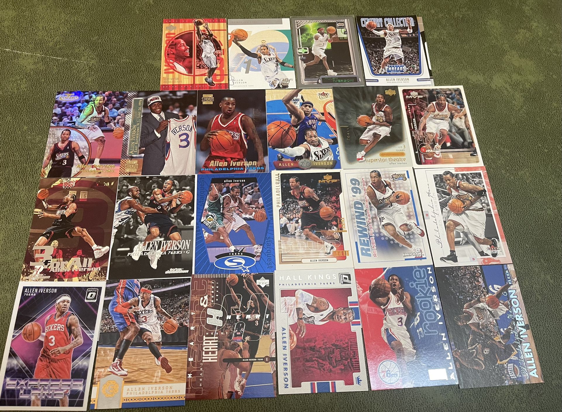 Lot of 22 Allen Iverson NBA Basketball Cards Including Rookies