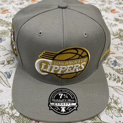 Mitchell & Ness Mens Size 7 3/4 Hat LA Clippers 25th Anniversary Gray Fitted Cap