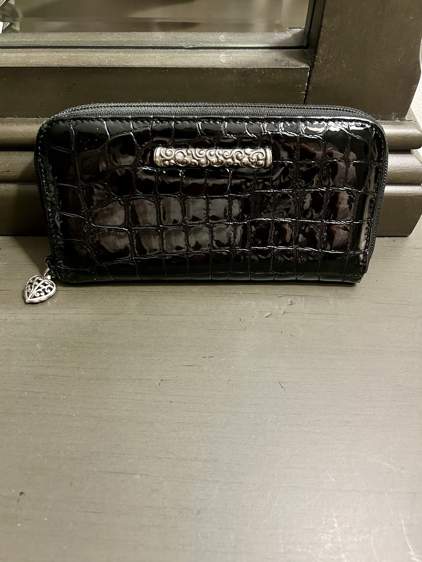 Brighton Croc Pattern Leather Zip Around Wallet