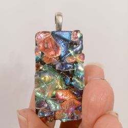 Vintage handcrafted Fused Dichroic glass Pendant
