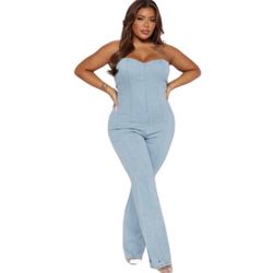Size 3X Fashion Nova Jumpsuit- Light Wash