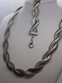 18K White Gold Filled Twisted Snake Chain Necklace & Bracelet Set