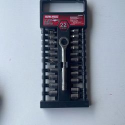 Ultra Steel 1/4 Drive Handle & Socket Set