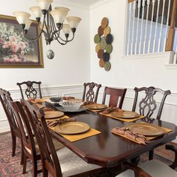 Solid Wood Dining Table with 8 Chairs – Excellent Condition