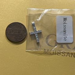 Moissanite Cross Pendant With Real 925 Silver 