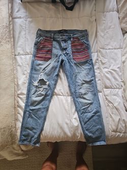 Hollister-Wash Distressed Jeans with Woven Pockets