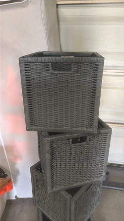Ikea (4) Gray  wicker cubbies