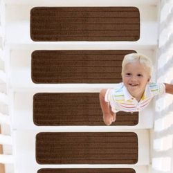 (New in Box) ELOGIO Carpet Stair Treads Set of 13 Non Slip/Skid Rubber Runner Mats or Rug Tread – Indoor Outdoor Pet Dog Stair Treads Pads – Non-Slip 