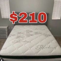 BRAND NEW “LUXURY EURO PILLOW TOP BAMBOO” MATTRESSES 💯 COLCHONES NUEVOS PILLOW TOP 💯  💥12 inches thick 💥   Queen $210❌ $270 With Box Spring 💥  FU