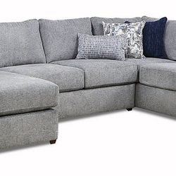 New 2 Piece Upholstered Grey Gray Sectional  * Overall Dimensions: 126"D x 93"L X 40"H * LAF Sofa/Chaise:  93”L X 40”D X 40”H * RAF Bump Chaise: 40”L 