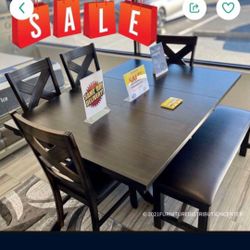 Kelly Dining Table Sets W/4 Chairs And Bench---$699---Wow!!!---Delivery Available 