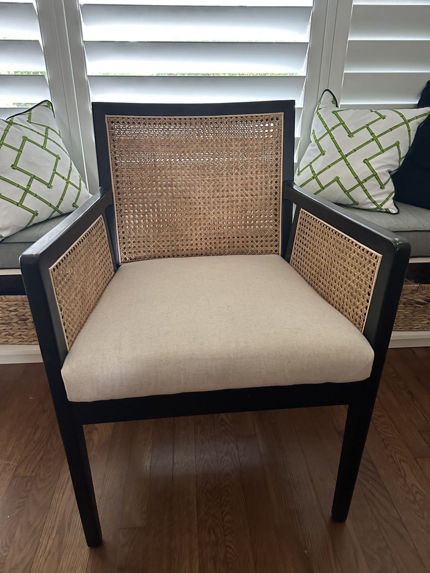 Pottery Barn Lisbon Cane Arm Chair Excellent Condition 2 Available